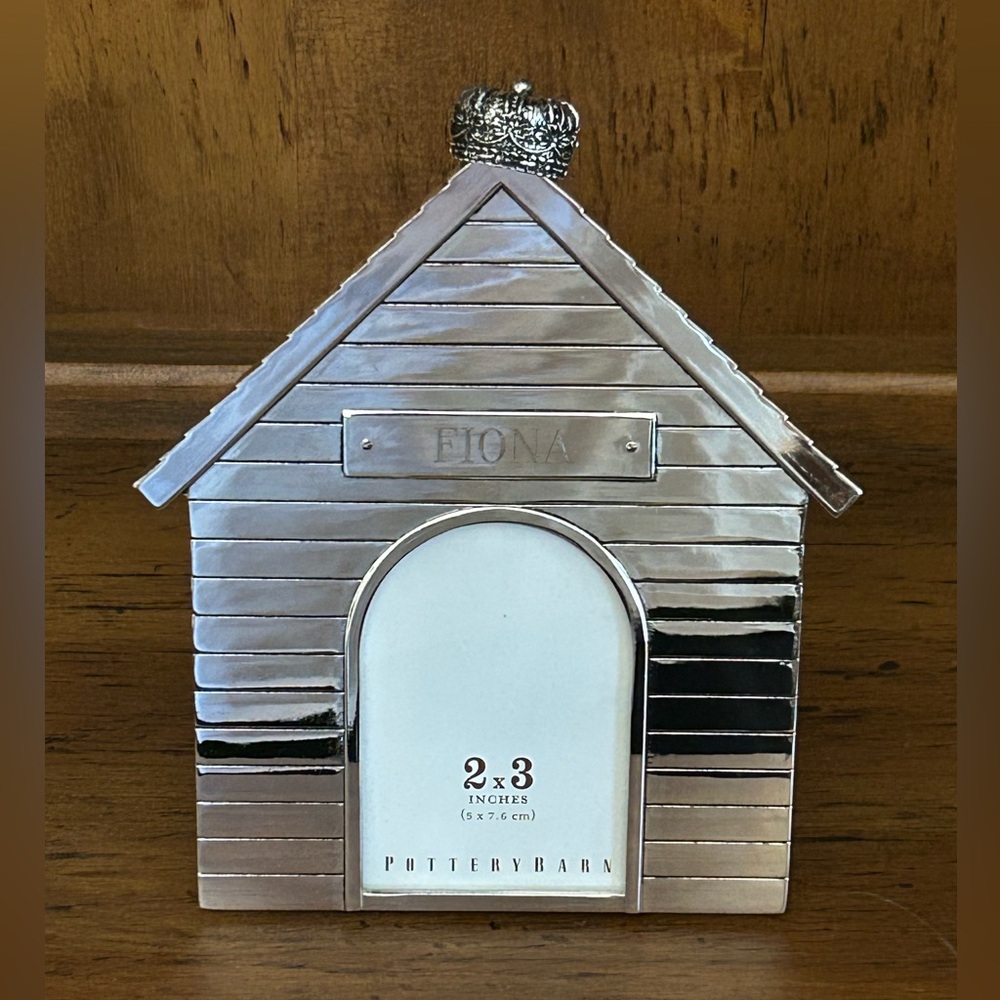 Pottery Barn Silver Dog House Picture Frame - “FIONA”